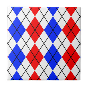Carreau Rouge Bleu Blanc Jacquard Diamant Motif Design