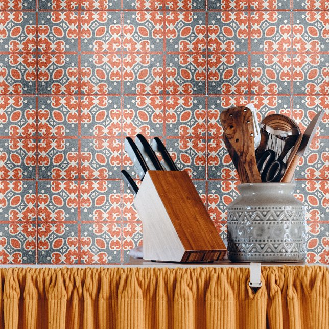 Carreau Rouge Bleu Noir Perdu Ciment-Look Mosaïque (Créateur téléchargé)