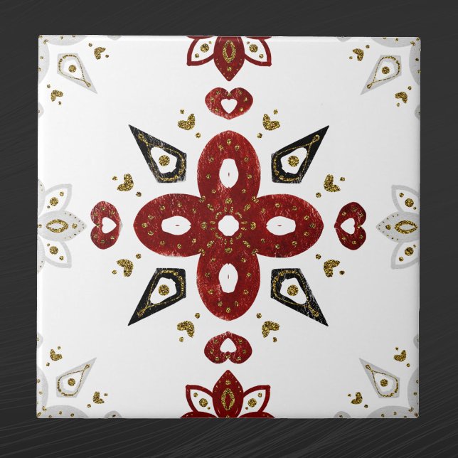 Carreau Rouge bleu or scandinave Nordic Graphic (Créateur téléchargé)