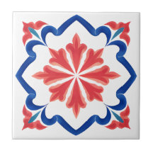 Rouge & Bleu Turc Iznik Carrelage Floral Art