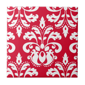 Carreau Rouge et blanc élégant damas de Noël