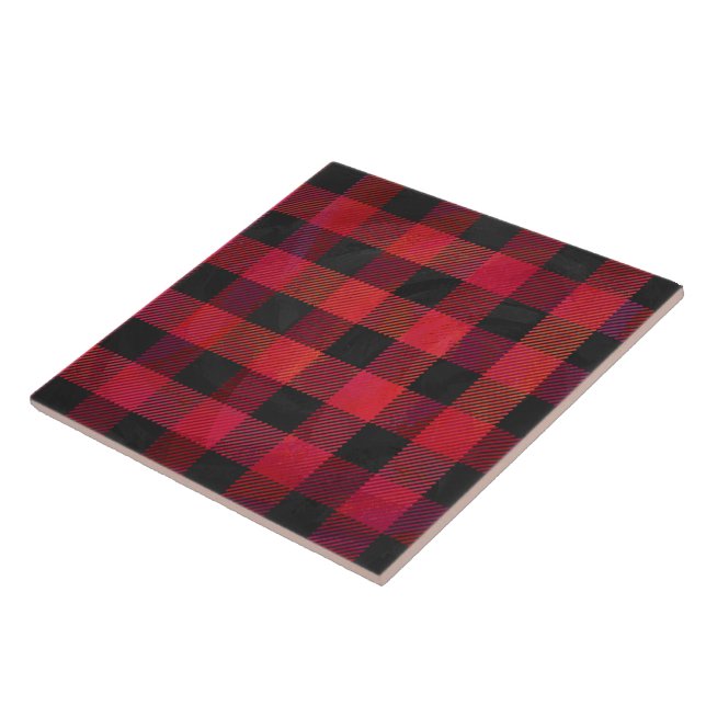 Carreau Rouge et noir À damiers plaid (Côté)