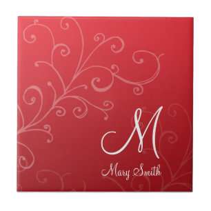 Carreau Rouge fait sur commande de monogramme de remous