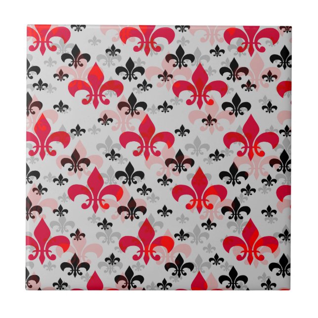 Carreau Rouge Fleur De Lis Surface Motif Design (Devant)