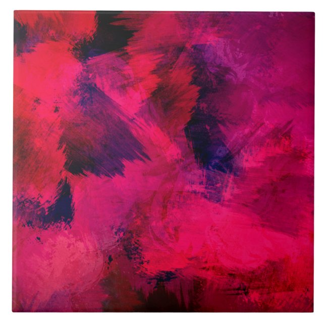 Carreau Rouge foncé et violet Gras & Abstrait moderne (Devant)