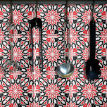 Carreau Rouge noir blanc géométrique Kaleidoscopique ethni<br><div class="desc">Décor moderne et éclatant de carreaux avec un motif sans couture aux formes géométriques en rouge et noir sur un arrière - plan blanc.</div>