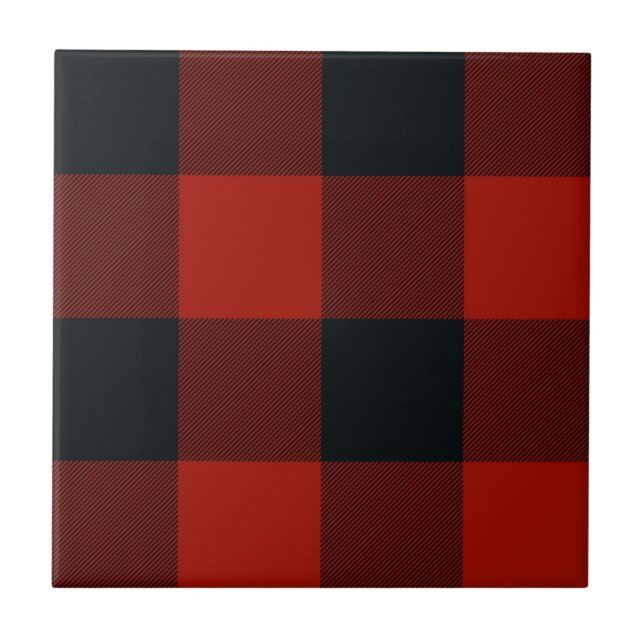 Carreau Rouge Noir Russe Buffalo Plaid Impression (Devant)
