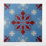 Carreau Rouge nordique Bleu Blanc Scandinave Graphique<br><div class="desc">Design nordique en rouge,  bleu,  blanc et or</div>