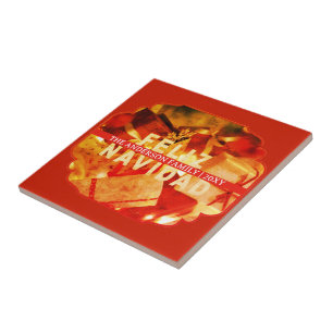 Carreau Rouge Or Joyeux Noël Élégant Souvenir de Noël