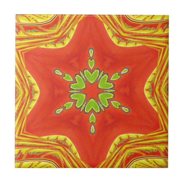Carreau Rouge or vert Mandala Art Imprimer (Devant)
