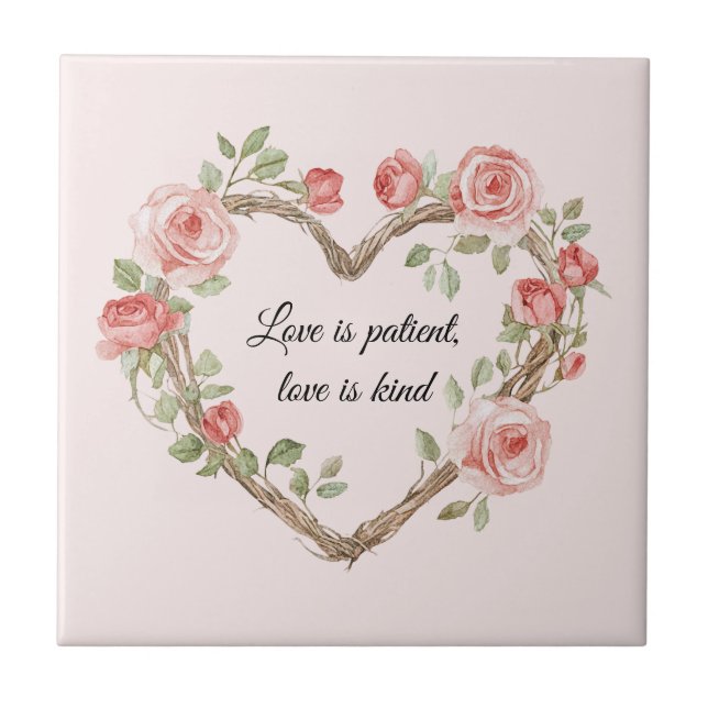 Carreau Rouge Romantique Rose Fleur Heart Amour (Devant)