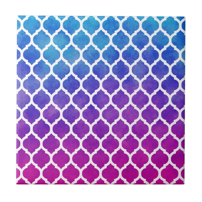 Carreau Rouge rose bleu Ombre Lattice marocain (Devant)