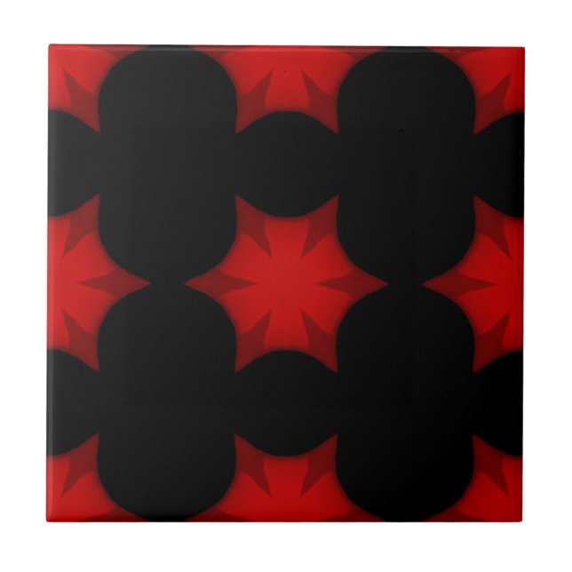 Carreau Rouge sur contraste noir art géométrique (Devant)