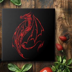 Carreau Rouge Tribal Dragon Noir