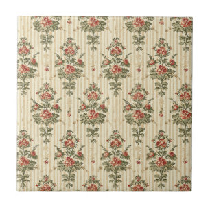 Carreau Rouge Vert Damas Vintage Ornemental Classique