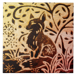 Carreau Rouille Or Brown Fox neige Pine d'hiver Batik