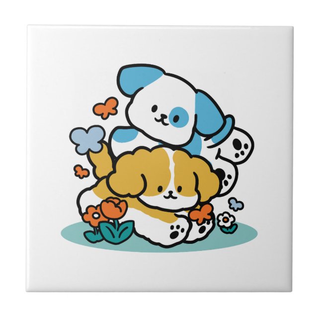 Carreau Rouler En Mai Comme De Joyeux Pups - Mignonne Chie (Devant)