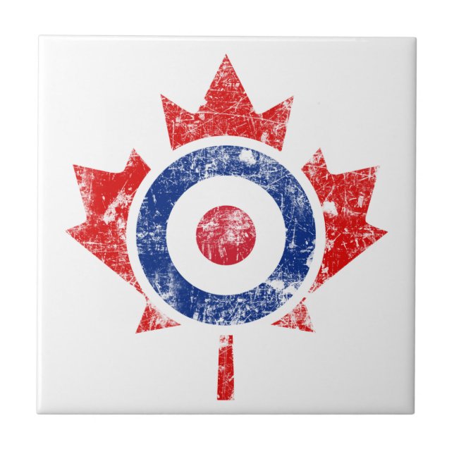 Carreau Roundel Canada Curling Hockey Cible Grunge Ice (Devant)