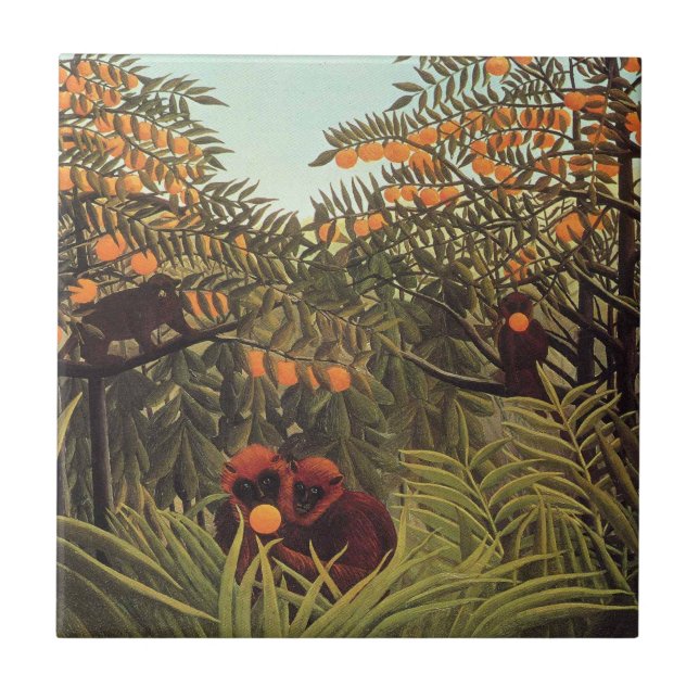 Carreau Rousseau - Singes dans le verger d'orangers (Devant)