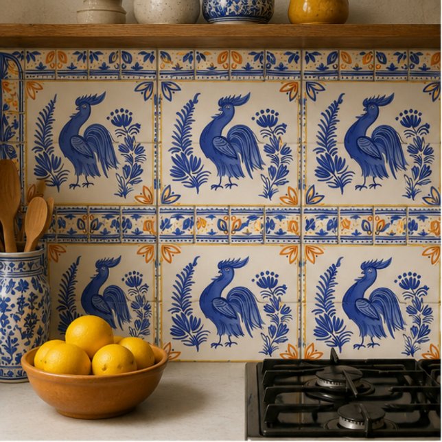 Carreau Royal Peacock Bird and Floral Mediterranean (Créateur téléchargé)