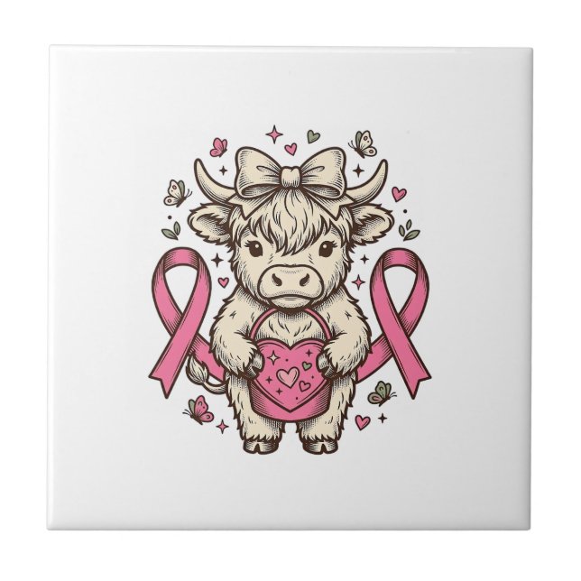 Carreau Ruban de sensibilisation au cancer de la vache des (Devant)