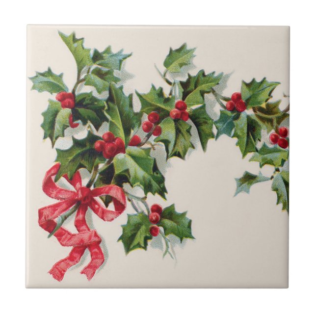 Carreau Ruban rouge Holly Winterberry (Devant)