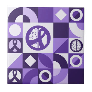 Carreau Ruban Violet de Soutien à la Sensibilisation à l'É