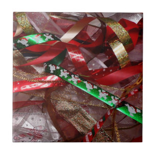 Carreau Rubans de Noël Rouge Vert et Or Vacances