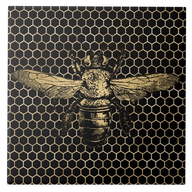 Carreau Ruche Rustique Or Nid d'Abeille Noir (Devant)
