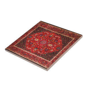 Carreau Rug perse rouge de Mashhad