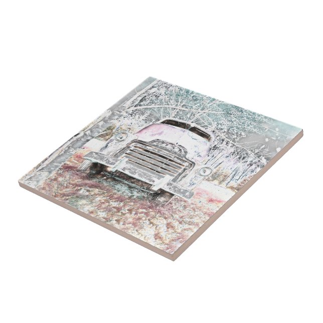 Carreau  Russe Camion Vintage blanc gris rétro détendu (Côté)