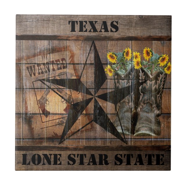 Carreau Russe Texas Star Western Pistol Cowboy Boots Cera (Devant)