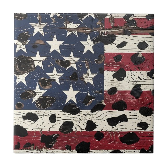 Carreau Rustic American Flag Leopard Print (2) (Devant)