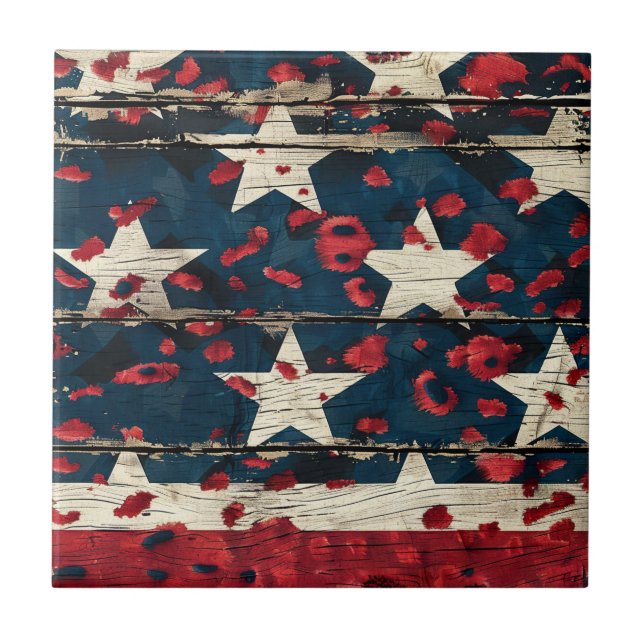 Carreau Rustic American Flag Leopard Print (5) (Devant)