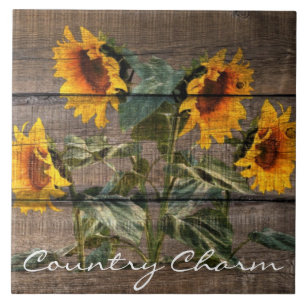 Carreau Rustic Barn Wood Sunflower