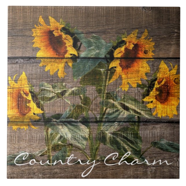 Carreau Rustic Barn Wood Sunflower (Devant)