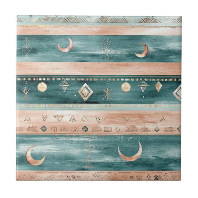 Carreau Rustic Celestial Stripe Moon Sun Earthy (9) (Devant)