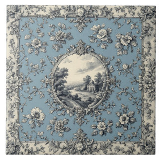Carreau Rustic Country Floral Motifs Mute Tones Distressed