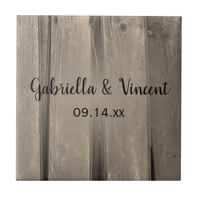 Carreau Rustic Country Grange Mariage en bois (Devant)