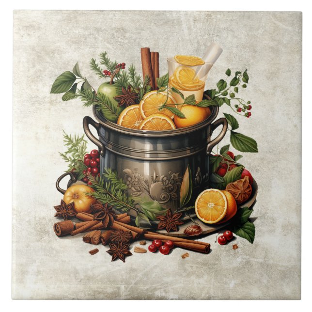 Carreau Rustic Herbs & Spices Punch Bowl Pine (Devant)