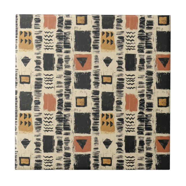 Carreau Rustic Mudcloth Geometric Pattern (3) (Devant)
