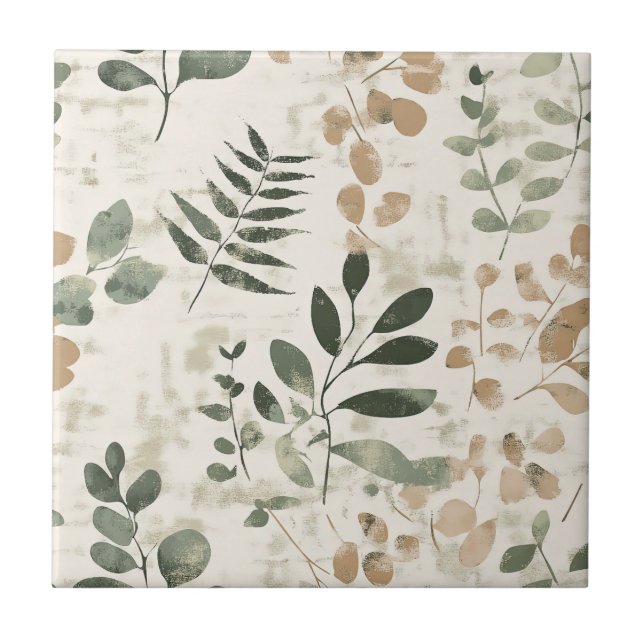 Carreau Rustic Pressed Leaves Pattern –Autumn Botanical 15 (Devant)