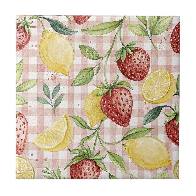 Carreau Rustic Strawberry & Citrus Earthy Pattern (7) (Devant)