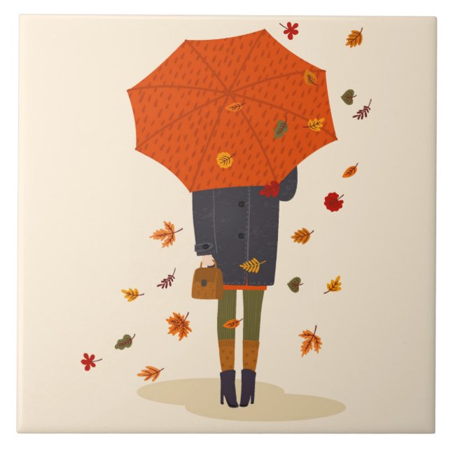 Carreau Rustique Autumn Umbrella Girl (Devant)