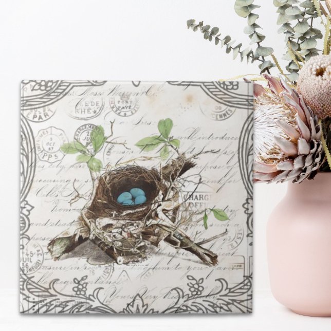 Carreau rustique chic pays botanique nid (rustic chic french country botanical bird nest tile)