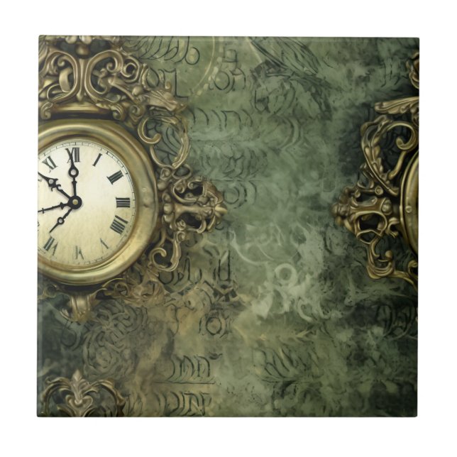 Carreau Rustique Émeraude Vert Antique Steampunk (Devant)