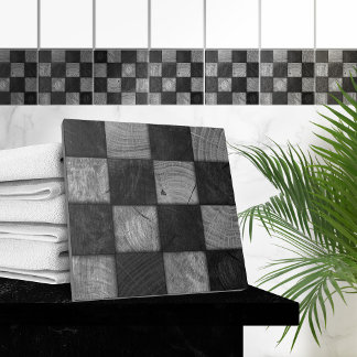 Carreau Rustique noir et blanc Carré Mosaic Art