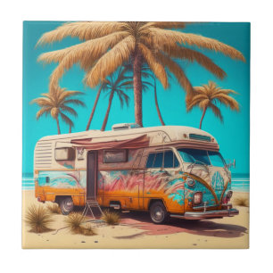 Carreau RV rétro et palmiers