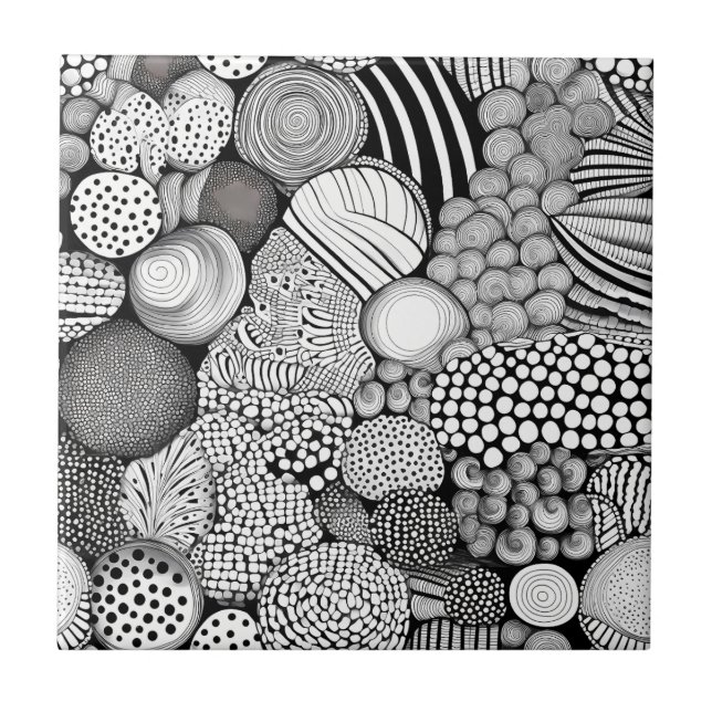 Carreau Rythme en noir et blanc – Abstrait monochrome 6 (Devant)