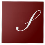 Carreau S Monogramme Initial Blanc sur Maroon,<br><div class="desc">Lettre blanche classique Monogramme sur Arrière - plan rouge foncé,  S.</div>